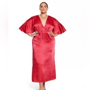 Elegant Red Satin Kimono Dress or Loungewear